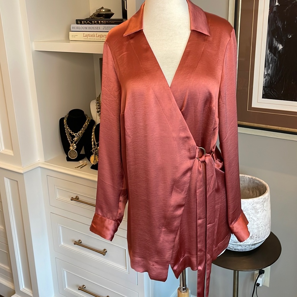 A very cool wrap blouse from Anthropologie.